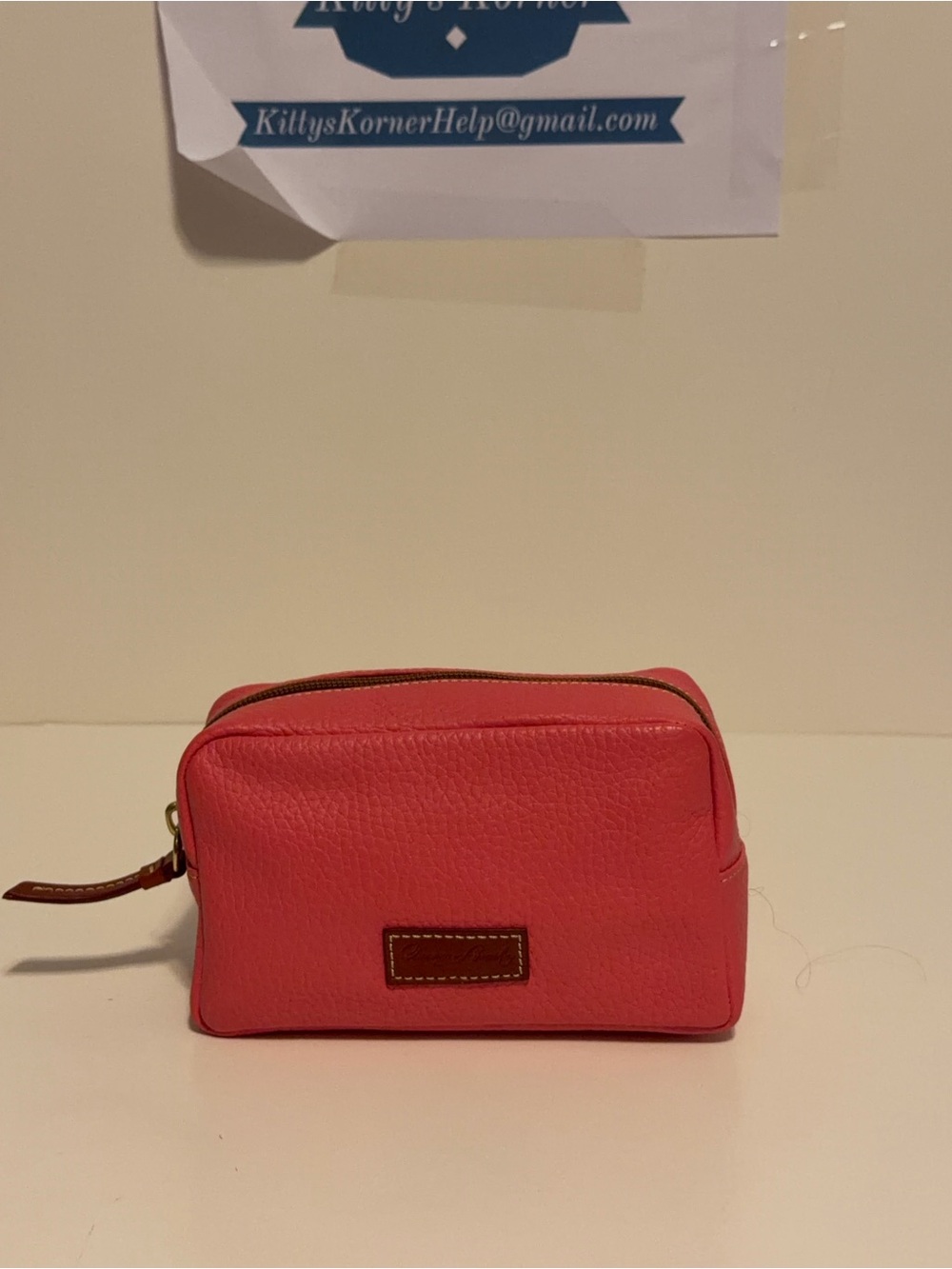 NWOT Dooney & Bourke Cosmetic Bag Pebble Grain Leather Pink/Brown